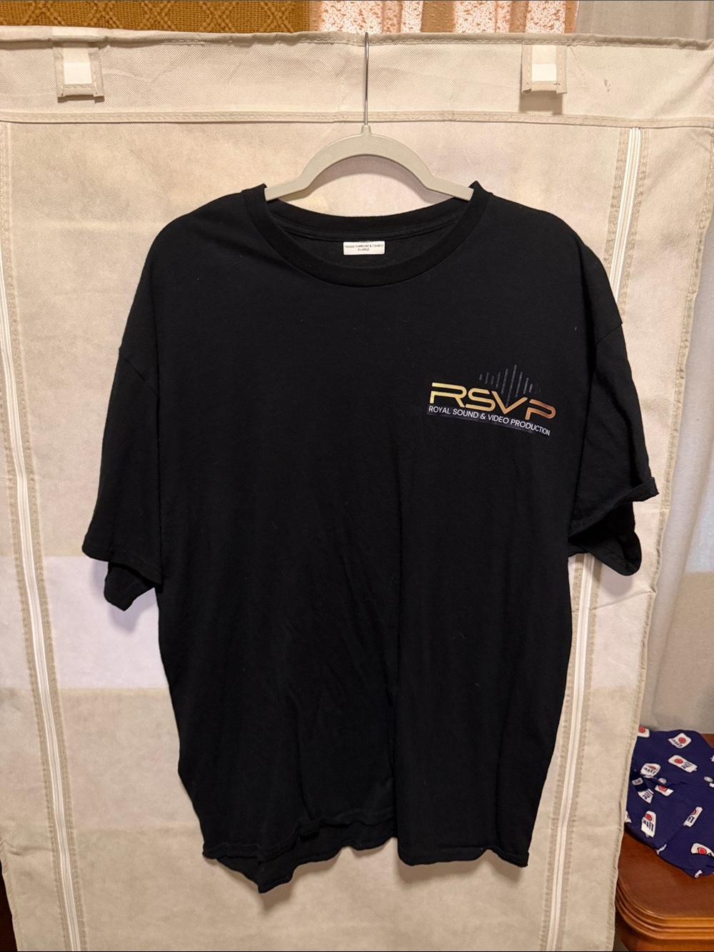 RSVP Black T-Shirt with Gold and Orange Logo